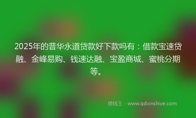 2025年的普华永道贷款好下款吗有：借款宝速贷融、金峰易购、钱速达融、宝盈商城、蜜桃分期等。