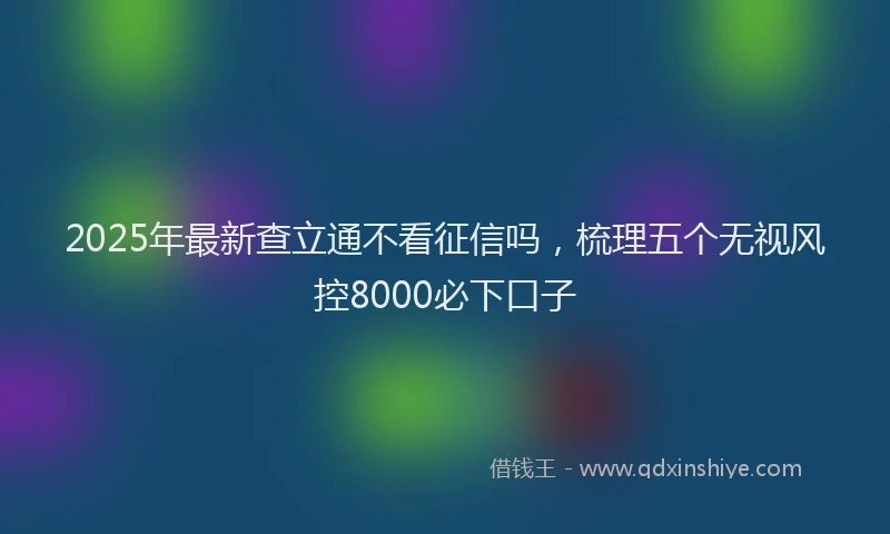 2025年最新查立通不看征信吗，梳理五个无视风控8000必下口子