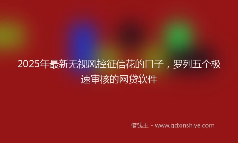 2025年最新无视风控征信花的口子，罗列五个极速审核的网贷软件