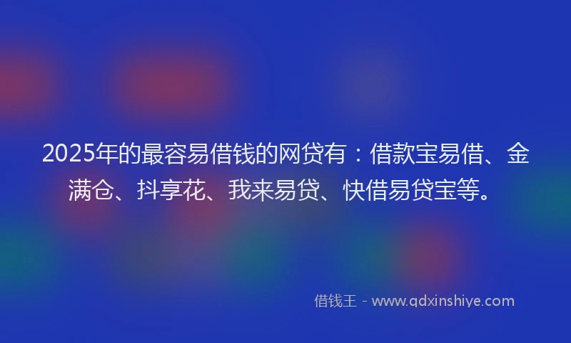 2025年的最容易借钱的网贷有：借款宝易借、金满仓、抖享花、我来易贷、快借易贷宝等。