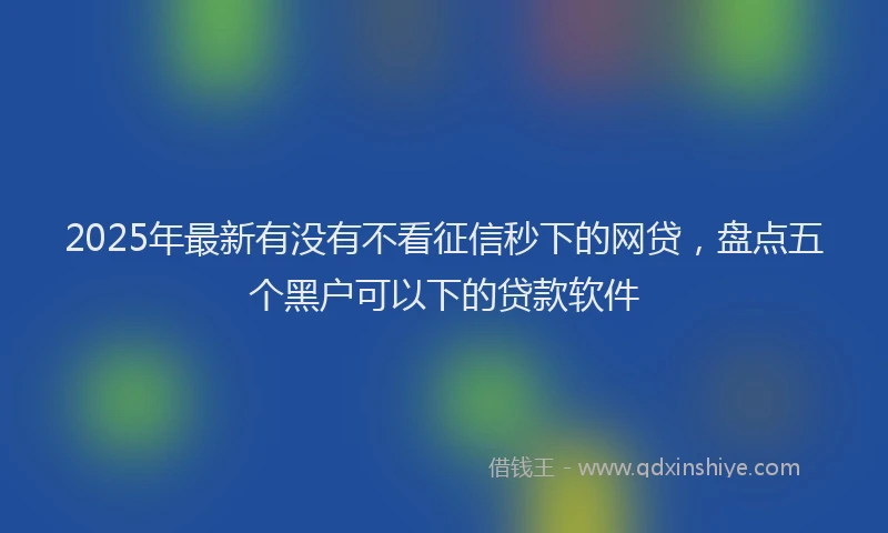 2025年最新有没有不看征信秒下的网贷，盘点五个黑户可以下的贷款软件