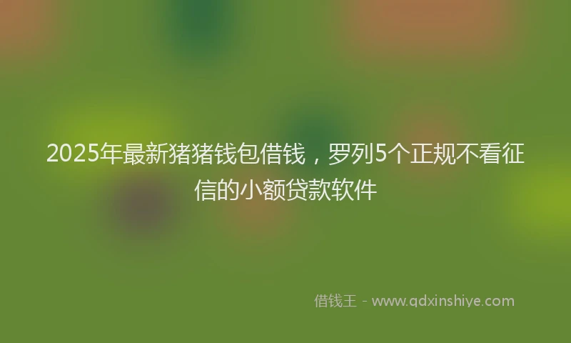 2025年最新猪猪钱包借钱，罗列5个正规不看征信的小额贷款软件