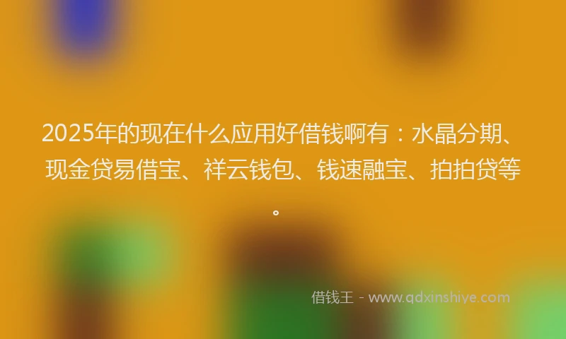 2025年的现在什么应用好借钱啊有：水晶分期、现金贷易借宝、祥云钱包、钱速融宝、拍拍贷等。