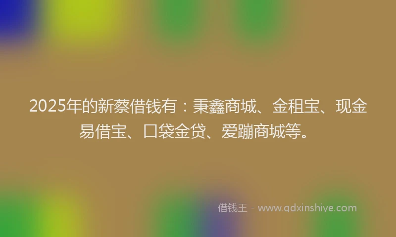 2025年的新蔡借钱有：秉鑫商城、金租宝、现金易借宝、口袋金贷、爱蹦商城等。