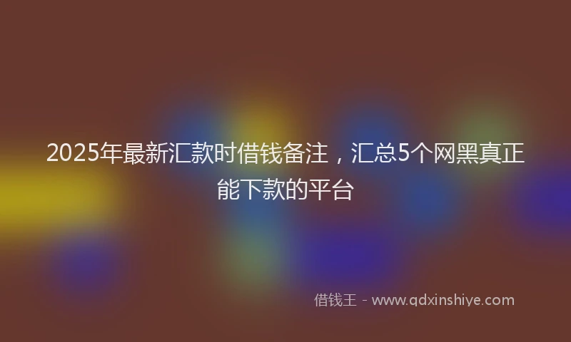 2025年最新汇款时借钱备注，汇总5个网黑真正能下款的平台