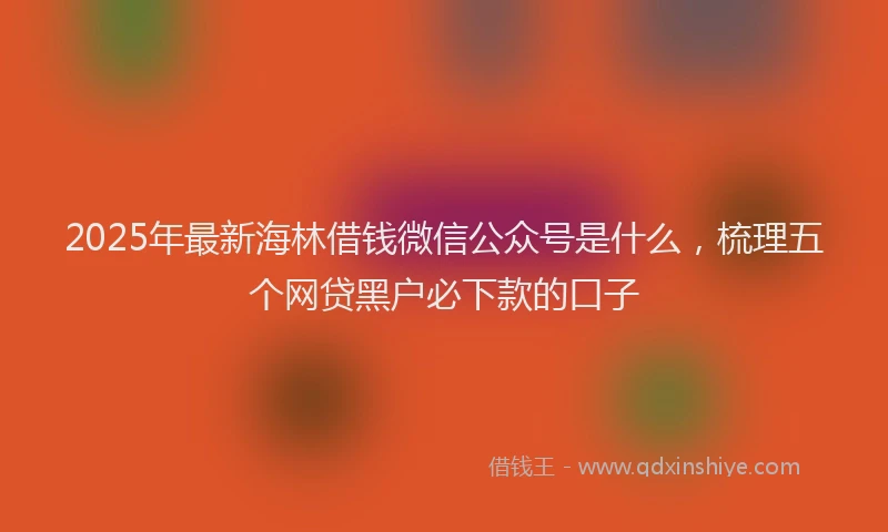 2025年最新海林借钱微信公众号是什么，梳理五个网贷黑户必下款的口子
