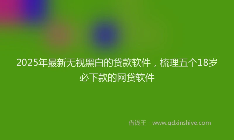 2025年最新无视黑白的贷款软件，梳理五个18岁必下款的网贷软件