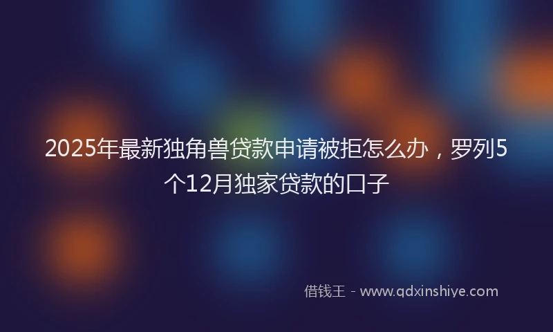 2025年最新独角兽贷款申请被拒怎么办，罗列5个12月独家贷款的口子