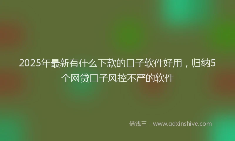 2025年最新有什么下款的口子软件好用，归纳5个网贷口子风控不严的软件