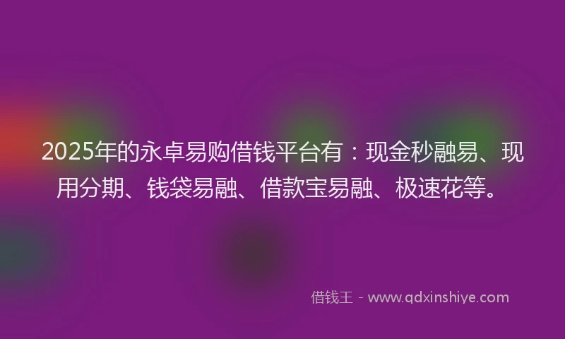 2025年的永卓易购借钱平台有：现金秒融易、现用分期、钱袋易融、借款宝易融、极速花等。