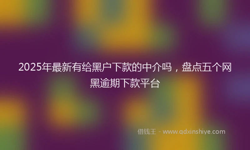 2025年最新有给黑户下款的中介吗，盘点五个网黑逾期下款平台
