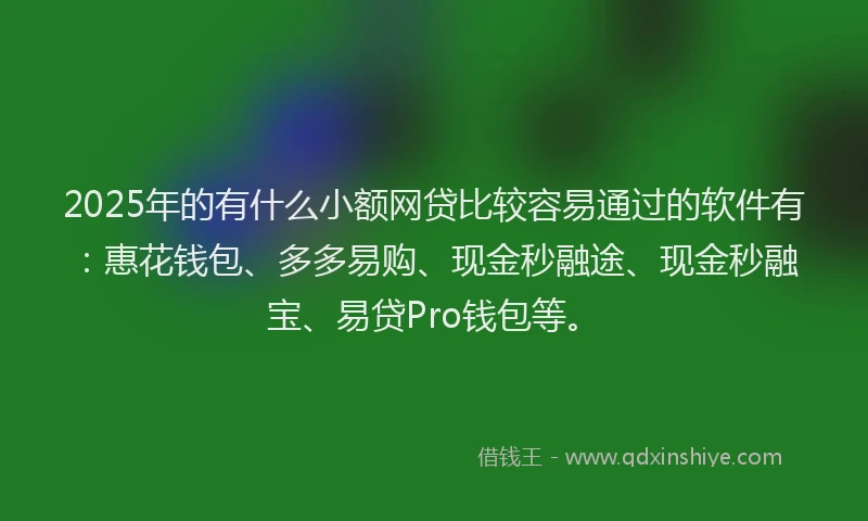 2025年的有什么小额网贷比较容易通过的软件有：惠花钱包、多多易购、现金秒融途、现金秒融宝、易贷Pro钱包等。