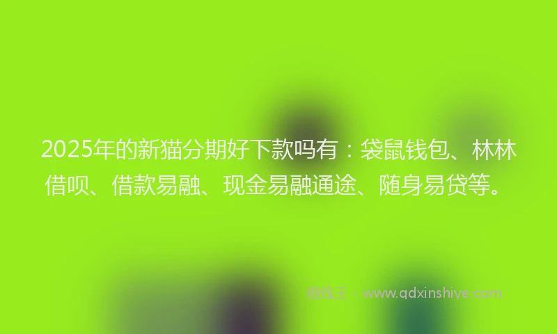 2025年的新猫分期好下款吗有：袋鼠钱包、林林借呗、借款易融、现金易融通途、随身易贷等。