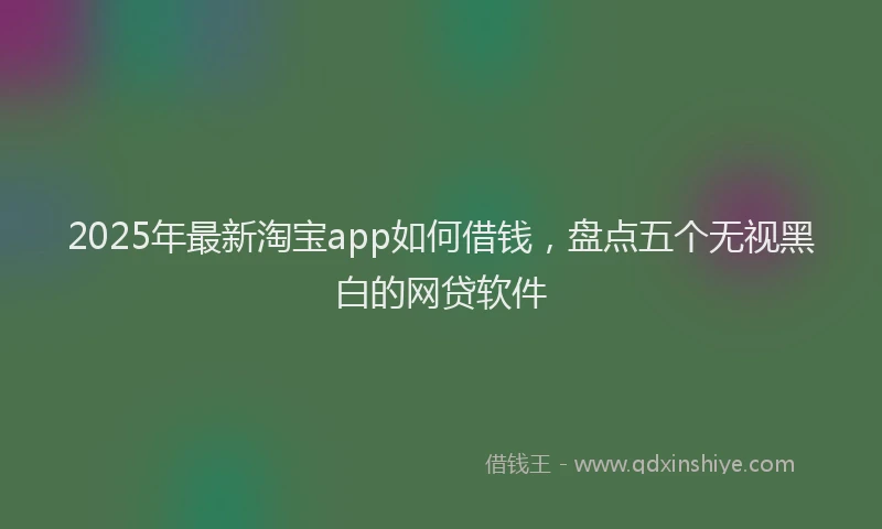 2025年最新淘宝app如何借钱，盘点五个无视黑白的网贷软件