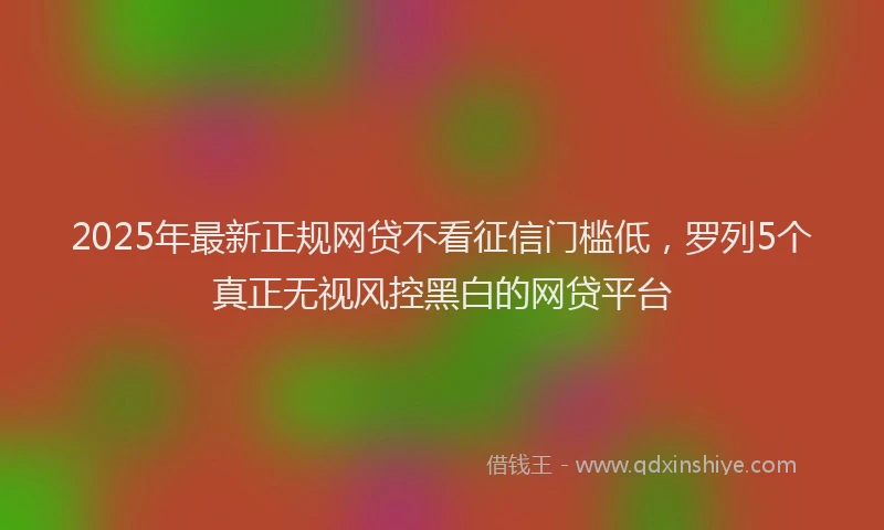 2025年最新正规网贷不看征信门槛低，罗列5个真正无视风控黑白的网贷平台