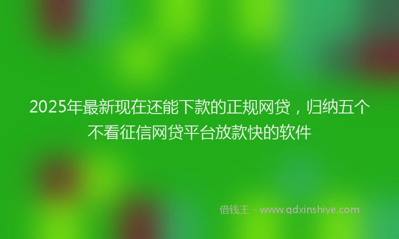 2025年最新现在还能下款的正规网贷，归纳五个不看征信网贷平台放款快的软件