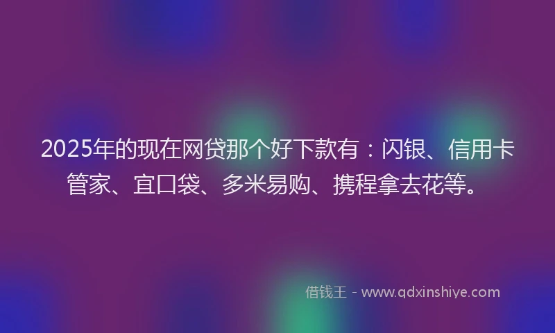 2025年的现在网贷那个好下款有：闪银、信用卡管家、宜口袋、多米易购、携程拿去花等。