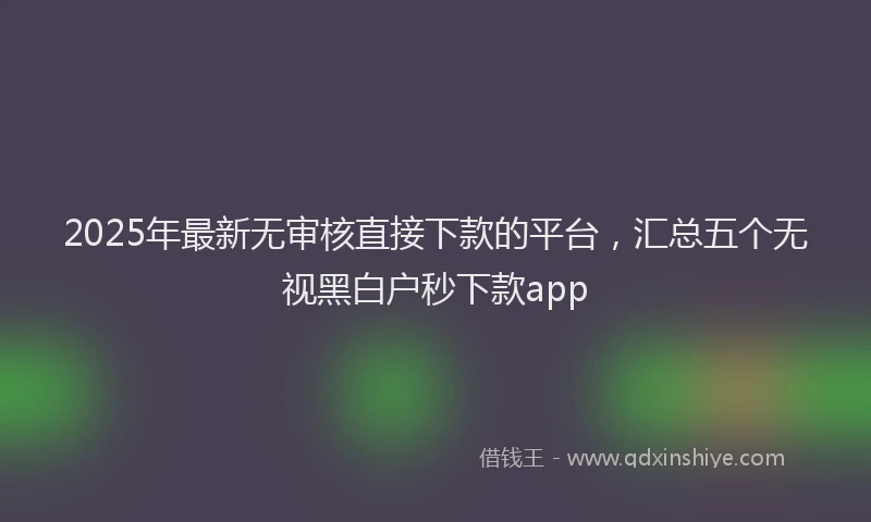 2025年最新无审核直接下款的平台，汇总五个无视黑白户秒下款app