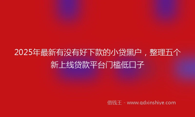 2025年最新有没有好下款的小贷黑户，整理五个新上线贷款平台门槛低口子