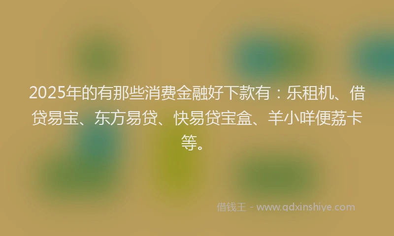 2025年的有那些消费金融好下款有：乐租机、借贷易宝、东方易贷、快易贷宝盒、羊小咩便荔卡等。