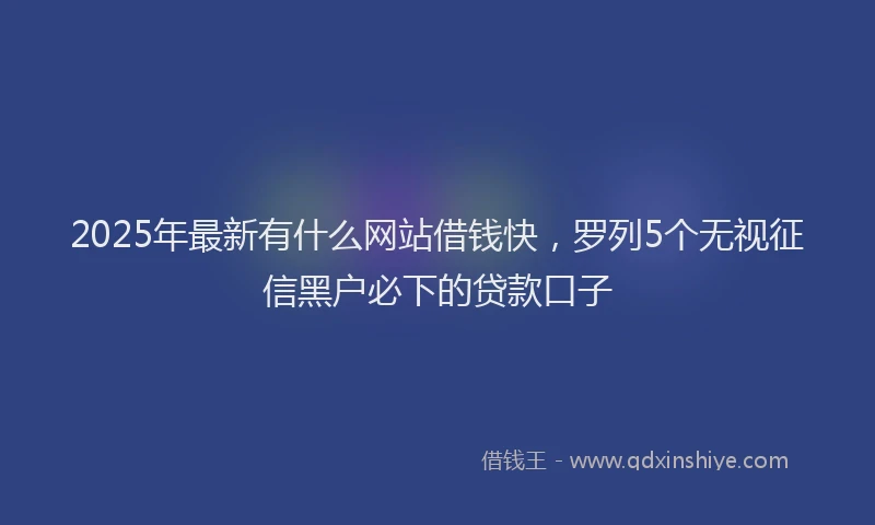 2025年最新有什么网站借钱快，罗列5个无视征信黑户必下的贷款口子