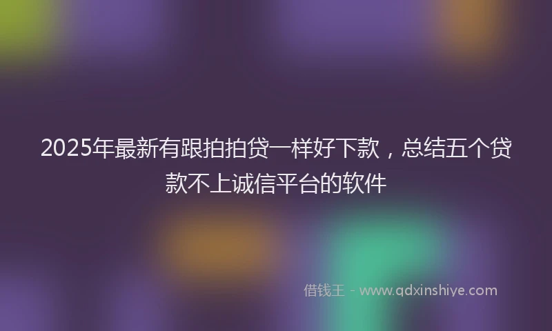 2025年最新有跟拍拍贷一样好下款，总结五个贷款不上诚信平台的软件