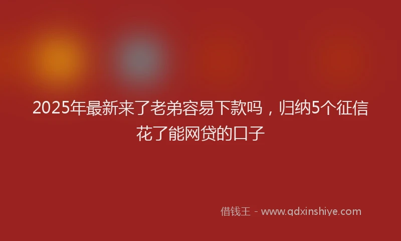 2025年最新来了老弟容易下款吗，归纳5个征信花了能网贷的口子