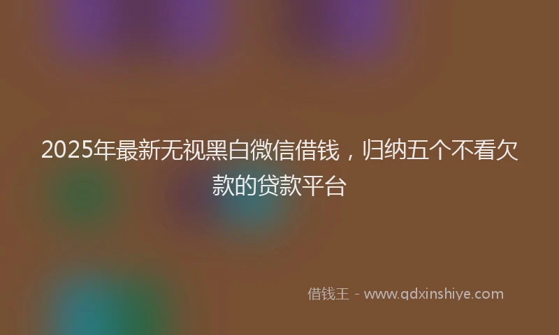 2025年最新无视黑白微信借钱，归纳五个不看欠款的贷款平台