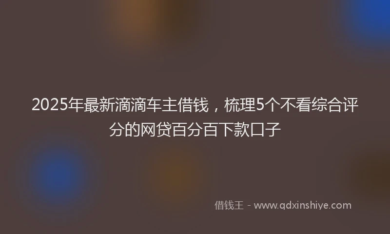 2025年最新滴滴车主借钱，梳理5个不看综合评分的网贷百分百下款口子