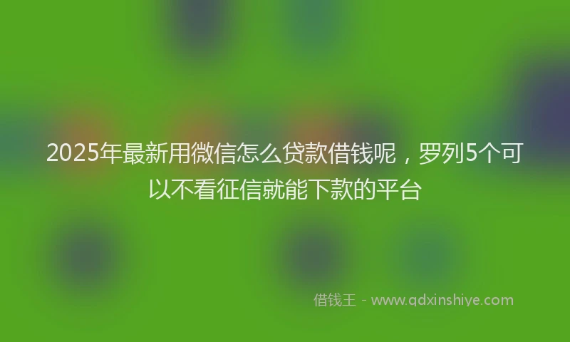 2025年最新用微信怎么贷款借钱呢，罗列5个可以不看征信就能下款的平台