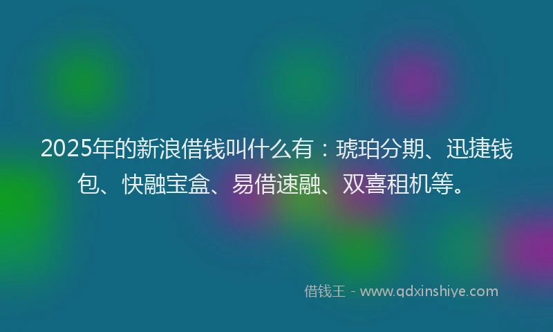 2025年的新浪借钱叫什么有：琥珀分期、迅捷钱包、快融宝盒、易借速融、双喜租机等。