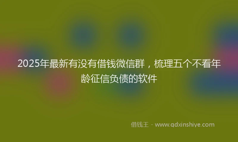 2025年最新有没有借钱微信群，梳理五个不看年龄征信负债的软件