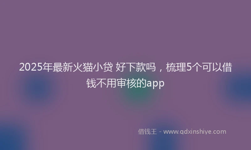 2025年最新火猫小贷 好下款吗，梳理5个可以借钱不用审核的app