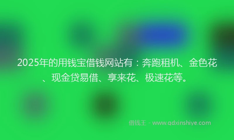2025年的用钱宝借钱网站有：奔跑租机、金色花、现金贷易借、享来花、极速花等。