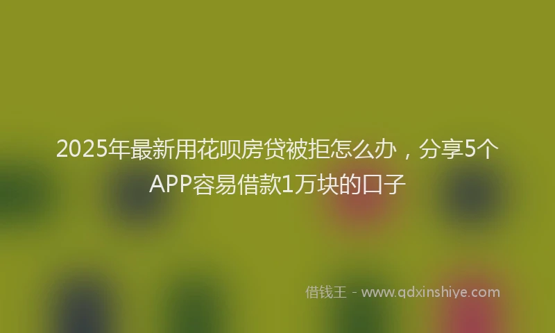 2025年最新用花呗房贷被拒怎么办，分享5个APP容易借款1万块的口子