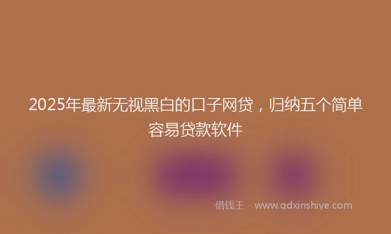 2025年最新无视黑白的口子网贷，归纳五个简单容易贷款软件