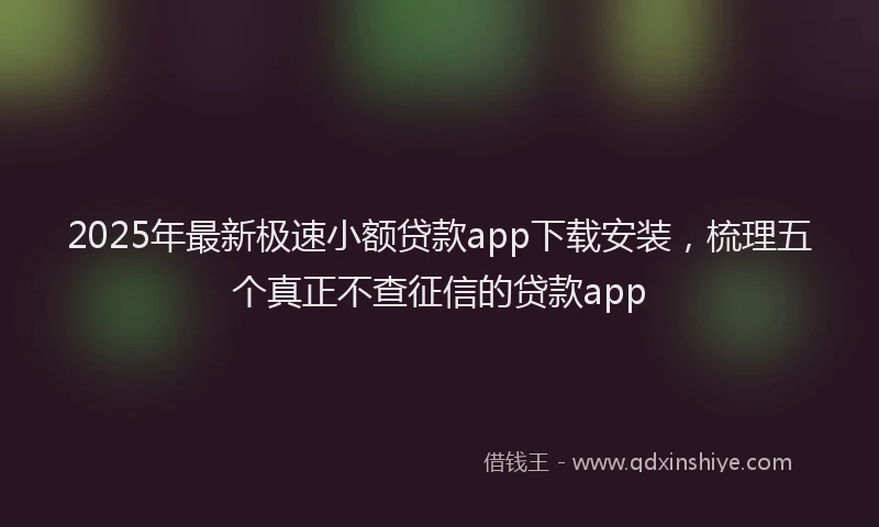 2025年最新极速小额贷款app下载安装，梳理五个真正不查征信的贷款app