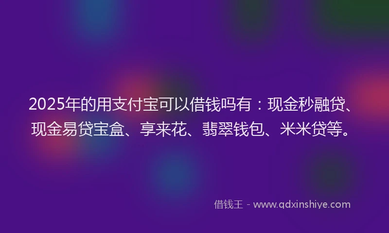 2025年的用支付宝可以借钱吗有：现金秒融贷、现金易贷宝盒、享来花、翡翠钱包、米米贷等。
