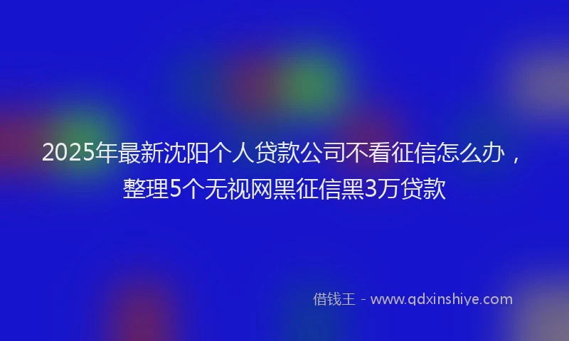 2025年最新沈阳个人贷款公司不看征信怎么办，整理5个无视网黑征信黑3万贷款