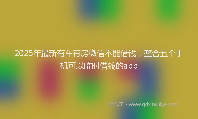 2025年最新有车有房微信不能借钱，整合五个手机可以临时借钱的app