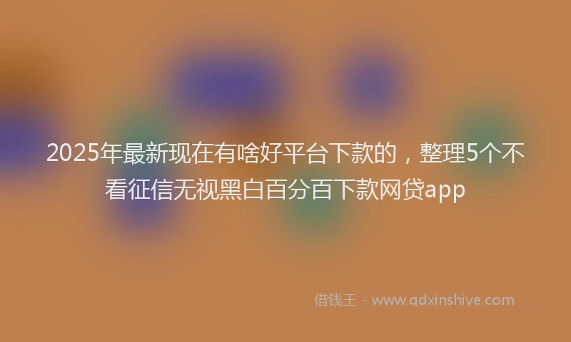 2025年最新现在有啥好平台下款的，整理5个不看征信无视黑白百分百下款网贷app