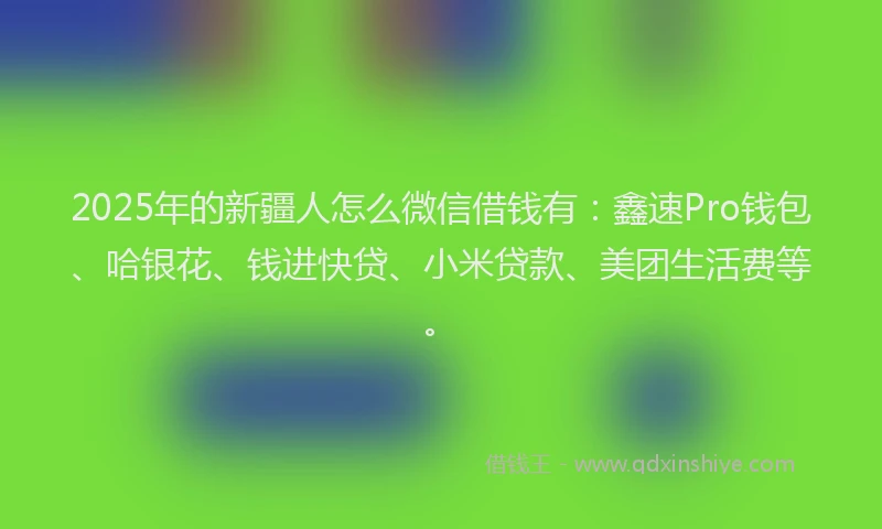 2025年的新疆人怎么微信借钱有：鑫速Pro钱包、哈银花、钱进快贷、小米贷款、美团生活费等。
