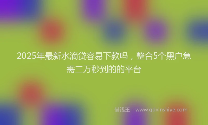 2025年最新水滴贷容易下款吗，整合5个黑户急需三万秒到的的平台