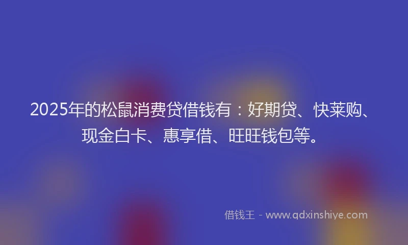 2025年的松鼠消费贷借钱有：好期贷、快莱购、现金白卡、惠享借、旺旺钱包等。