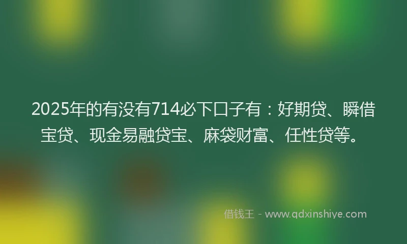 2025年的有没有714必下口子有：好期贷、瞬借宝贷、现金易融贷宝、麻袋财富、任性贷等。