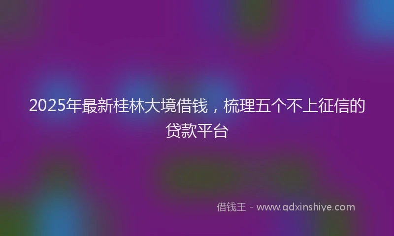2025年最新桂林大境借钱，梳理五个不上征信的贷款平台