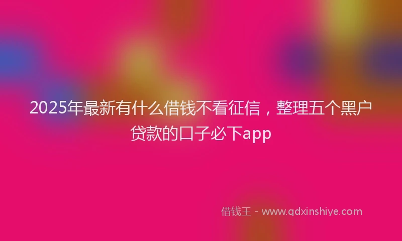 2025年最新有什么借钱不看征信，整理五个黑户贷款的口子必下app