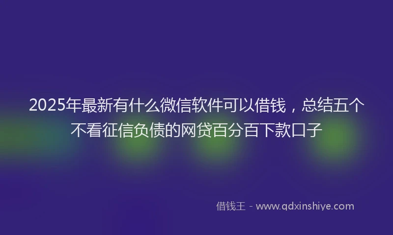 2025年最新有什么微信软件可以借钱，总结五个不看征信负债的网贷百分百下款口子