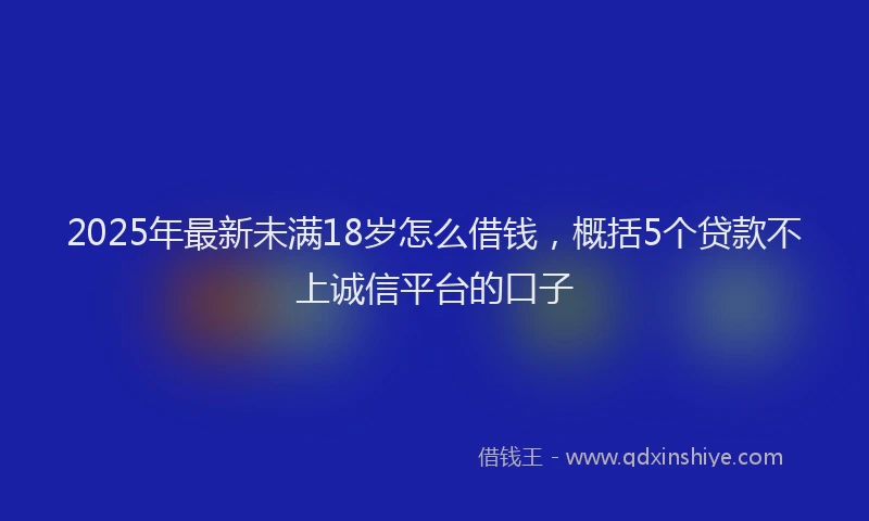 2025年最新未满18岁怎么借钱，概括5个贷款不上诚信平台的口子