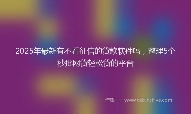 2025年最新有不看征信的贷款软件吗，整理5个秒批网贷轻松贷的平台